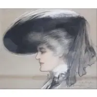 Hamilton King, Portrait of Lady in Bonnet, Pastel