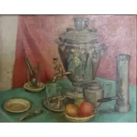 Arthur Miller, Still Life with Samovar, Oil on Canvas