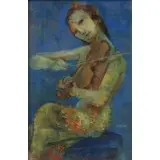Joseph Wolins, Violin Player, Oil on Board