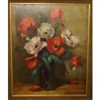 H. A Volkwein, Still Life of Poppies, Oil on Canvas