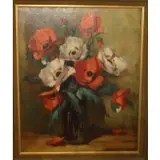 H. A Volkwein, Still Life of Poppies, Oil on Canvas