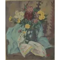 Clement Weisbecker, Floral Still Life, Oil on Canvas