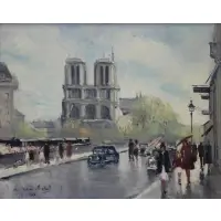 Andree Michel, Notre Dame, Paris, Oil on Canvas