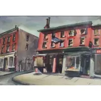 David Shaw, Street Scene, Gouache and Watercolor on Paper