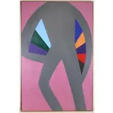 Leslie Eisenberg, Grey Figures, Violet Background, Oil on Canvas