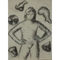 Dieter Hacker, Mon Dieu 9, 1983, Charcoal on Paper