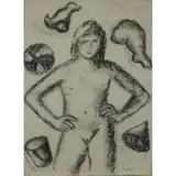 Dieter Hacker, Mon Dieu 9, 1983, Charcoal on Paper