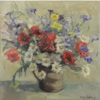 Anna Cuperus, Still Life with Flowers in a Vase, Oil on Canvas