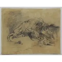 Eugène Delacroix, ED, Charcoal & Red Chalk on Paper