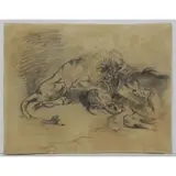 Eugène Delacroix, ED, Charcoal & Red Chalk on Paper