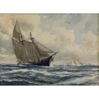The Coasters by Gordon Grant, Watercolor, sold Nov 2017