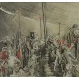 Alexander Levy, Clowns Backstage, Pencil and Watercolor