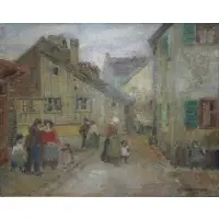 Julius Graumann, Village Scene, 1918, Oil on Canvas