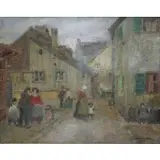 Julius Graumann, Village Scene, 1918, Oil on Canvas