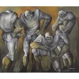 Ernie Barnes, Football Players 1966, Oil on Canvas
