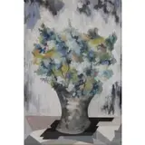 Siegfried Shalom Sebba, Still Life with Vase of Flowers, 1960, Watercolor or gouache on paper laid on canvas