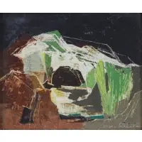 Ethel Magafan, Mt. and Red Rocks, Oil on Masonite