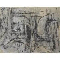 Fritz Bultman, Two People, 1957, Oil & Pencil on Masonite "Two People" 1957