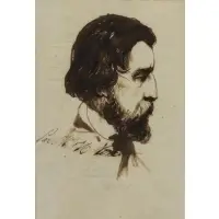 Horace Vernet, Espinafe / chanteur, Sepia Ink on Paper