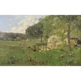 Victor Viollet-Le-Duc, Farmyard with Chickens, Oil on Canvas