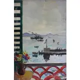 Bernard Lamotte, Harbor Scene, Oil on Plywood