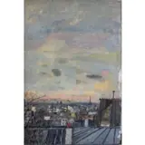 Bernard Lamotte, Paris Rooftops, Oil on Plywood