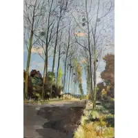 Country Lane by Bernard Lamotte, Oil on Plywood, sold Oct 2017