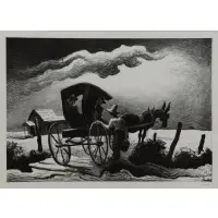Gateside Conversation by Thomas Hart Benton, Lithograph "Gateside Conversation", sold Oct 2017