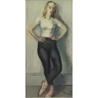Dancer, 1942 by Moses Soyer, Oil on Canvas, sold Oct 2017