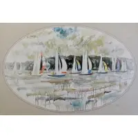 Chapman Kelley, Sailboats with Spinnakers V, 1973, Oil on Canvas