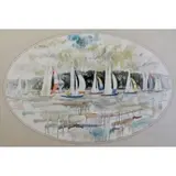 Chapman Kelley, Sailboats with Spinnakers V, 1973, Oil on Canvas