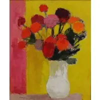 Bernard Cathelin, Bernard Cathelin (French, 1919 - 2004), Oil on Canvas."Dahlias" 1968