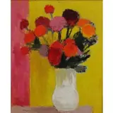 Bernard Cathelin, Bernard Cathelin (French, 1919 - 2004), Oil on Canvas."Dahlias" 1968