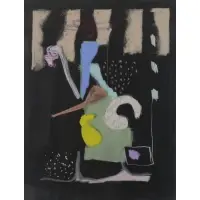 George Kleiman, Untitled Abstract, 1985, Pastel on Black Paper