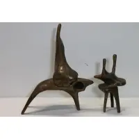 Aharone Bezalel, Untitled, Two Modernist Bronze Sculptures