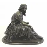 Étienne Henri Dumaige, Seated Classical Figure, Bronze Sculpture