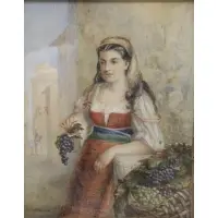 Robert Scott Lauder, Woman With Grapes, Watercolor on Paper