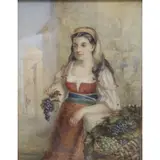 Robert Scott Lauder, Woman With Grapes, Watercolor on Paper