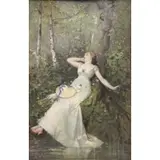 Pierre-Marie Beyle, Beauty Relaxing with Parasol, Oil on Panel