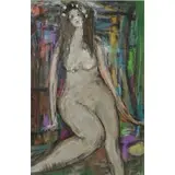Mordechai Blum, Nude, Gouache on Paper