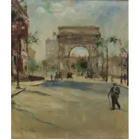 Pál Fried, Washington Square Park, New York, Oil on Canvas