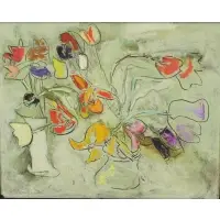 Sterling Strauser, Floral Still Life, Oil on Board