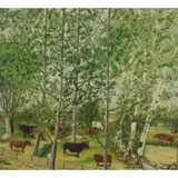 Nina Davis, Cows Grazing, Oil on Canvas