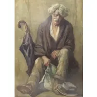 Dattilo Anthony Rubbo, Man and Umbrella, Watercolor on Paper