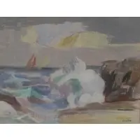 Abraham Harriton, Breaking Waves, Gouache on Paper