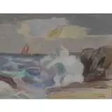 Abraham Harriton, Breaking Waves, Gouache on Paper