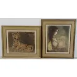 Étienne Ret, #1 Woman and child; numbered 42 / 150, 21" high x 17" wide, 2 Signed and Framed Prints