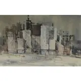 Jack Graves, City Scene, Watercolor on Paper