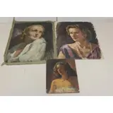 Joseph Newman, Oil on masonite and 2 oils on canvas, 3 Oil Paintings of Beauties