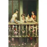 B. Oil on Canvas David, Girls on Balcony